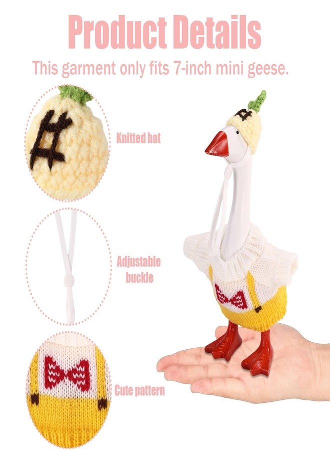 Sinbana 6 Sets Mini Desk Goose Outfits, Cute Knitted Hat & Clothes Colorful Costume & Headwear Accessories for 7 Inch Porch Goose Statue Magnetic Geese Key Holder - Image 5